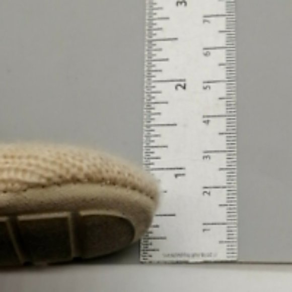 Express Womens Slip On Scuff Slippers Beige Knit Faux Fur Pom Pom S 5-6‎ - Picture 8 of 9